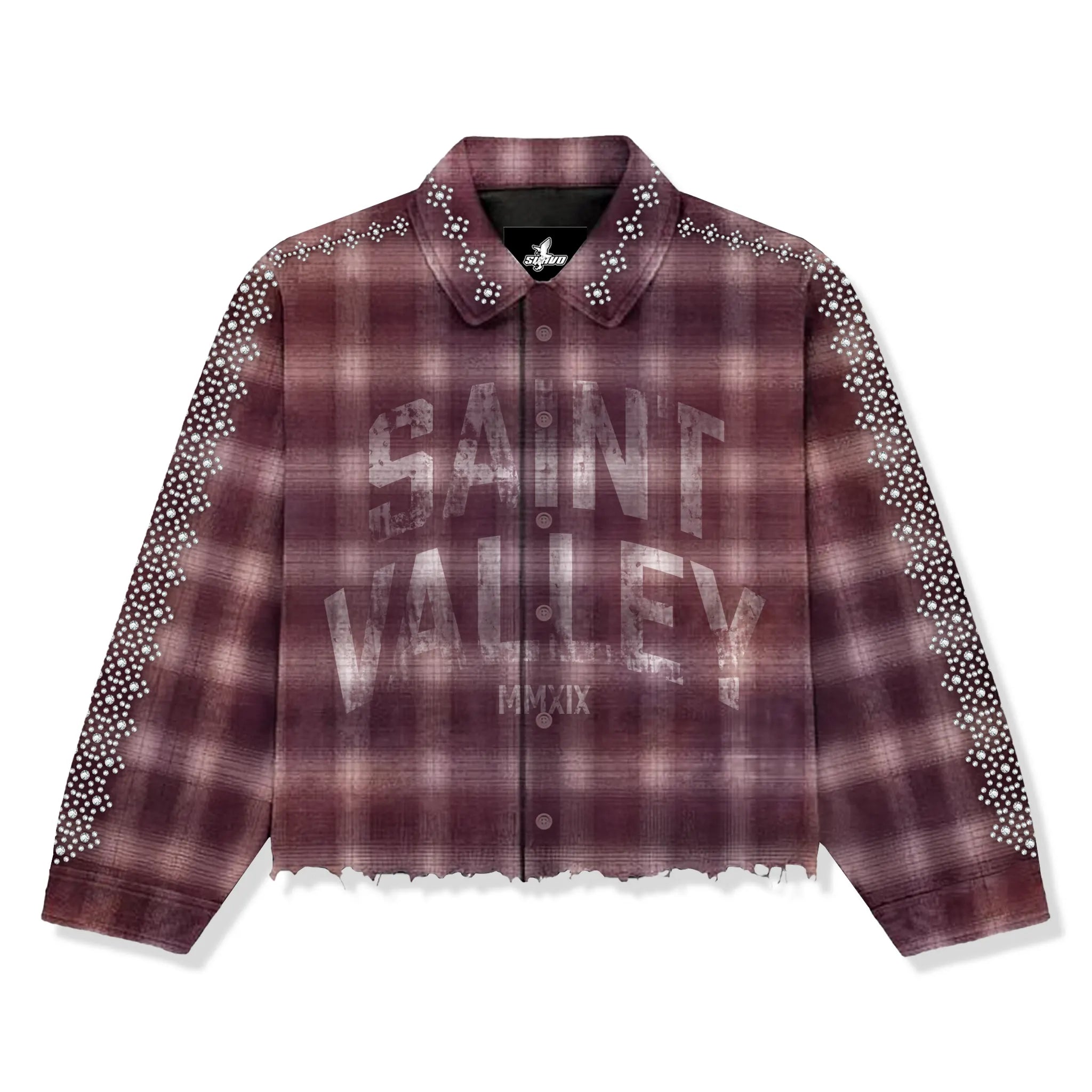Front View of Suavo London Saint Valley Maroon Flannel Shirt